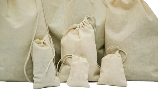 Premium Natural 100% Woven Cotton Single Drawstring Bags