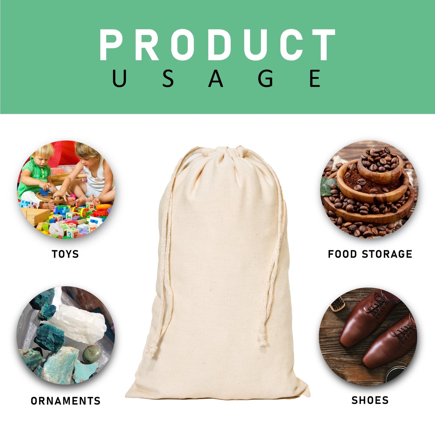 100% Cotton Double Drawstring Muslin Bag