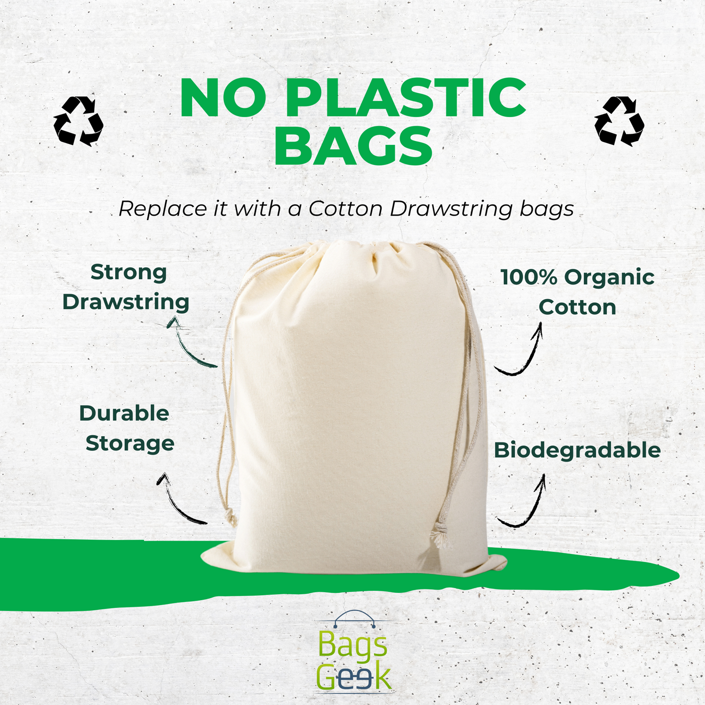 100% Cotton DoubleDrawstring Bags TT