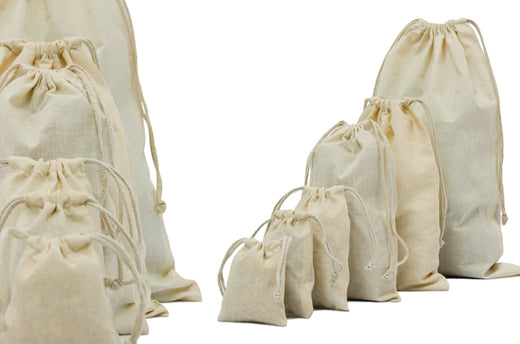 Premium Natural 100% Woven Cotton Double Drawstring Bags
