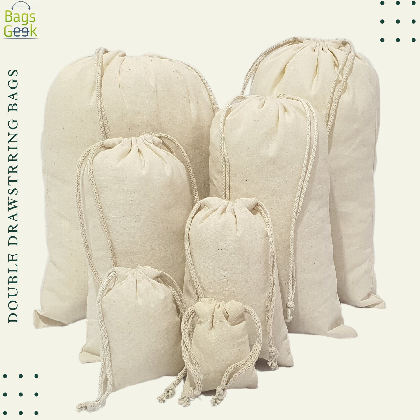 100% Cotton DoubleDrawstring Bags TT