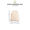 3x4 inch Natural Cotton Double Drawstring Bags