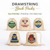 Custom cinch bag in natural 100% cotton, a drawstring backpack worn over both shoulders - BAGSGeek