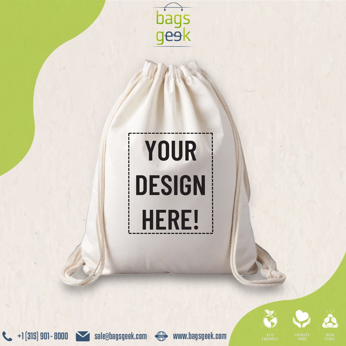 Custom Printed 100% Cotton Packaging Bags - BAGSGeek