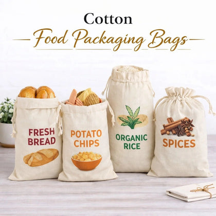 Food Packaging Bags | Cotton Drawstring Food Packaging Bags - BAGSGeek