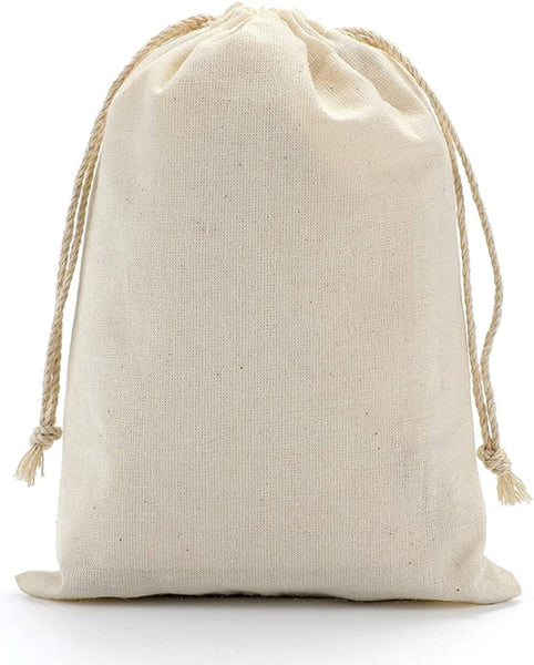 6x10 Inches Cotton Muslin Bags 100% Organic Cotton Double Drawstring  Premium Quality Eco Friendly Reusable Natural Bags. 