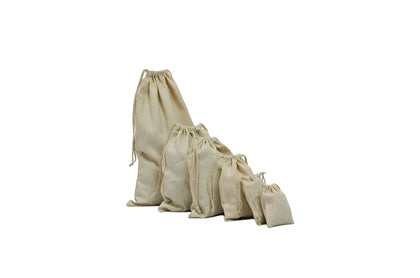 Natural 100% 12x20 Woven Cotton Canvas Double Drawstring - BAGSGeek