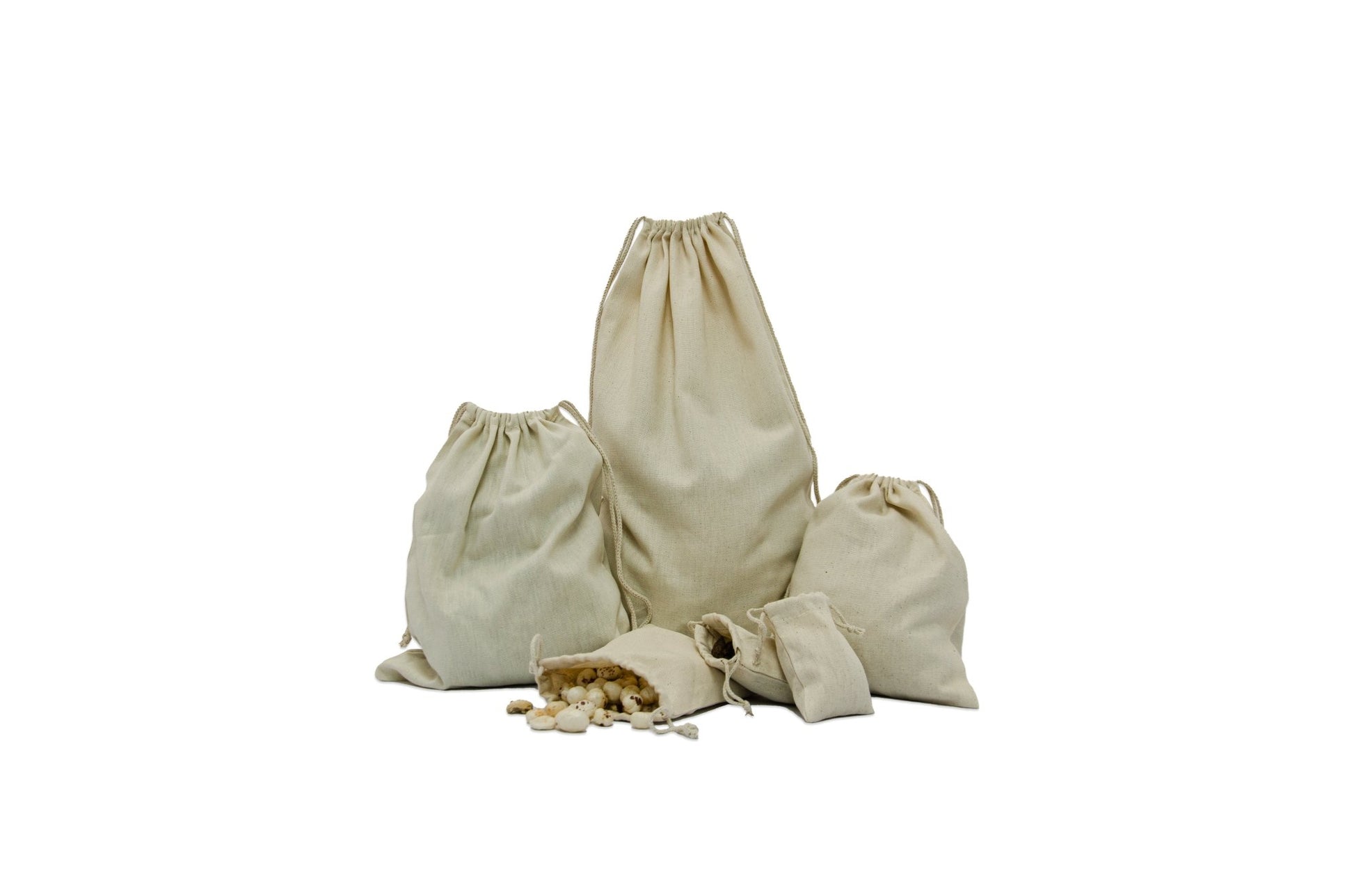 Natural 100% 12x20 Woven Cotton Canvas Double Drawstring - BAGSGeek