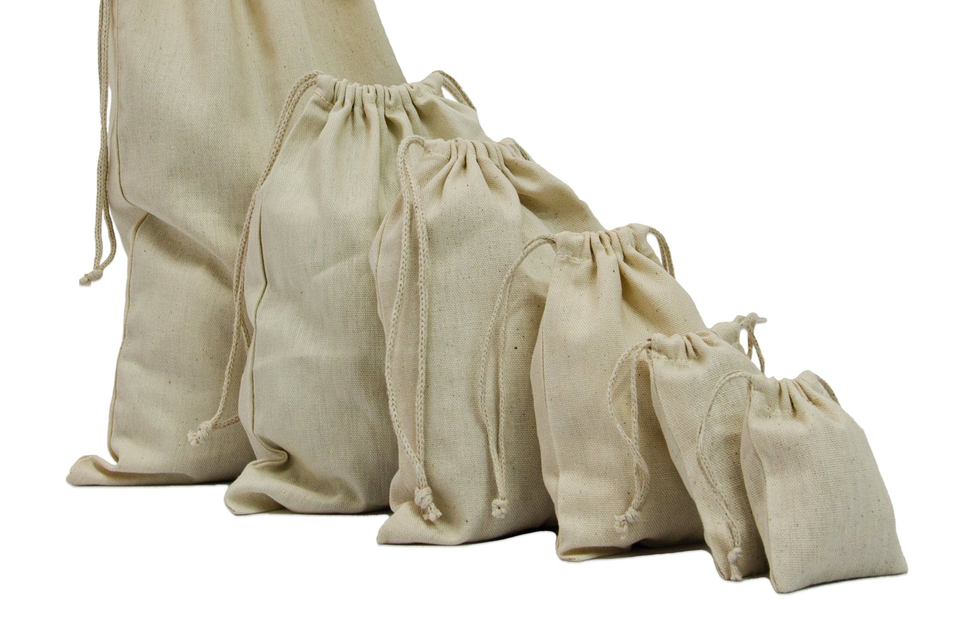 Natural 100% 12x20 Woven Cotton Canvas Double Drawstring - BAGSGeek