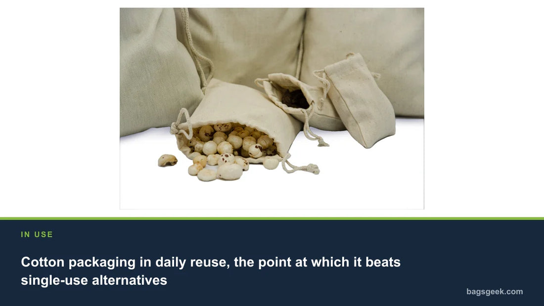 Cotton packaging in daily reuse, the point at which it beats single-use alternatives